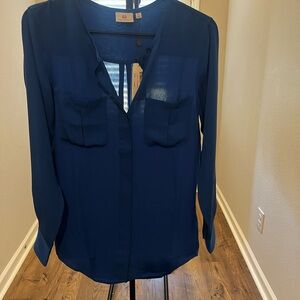 NWT AG (Adriano Goldschmied) Women’s Blue Silk Blouse – Size XS